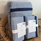 Pottery Barn Kids Braided Trim F q Duvet Cover   Shams Set   Navy Blue