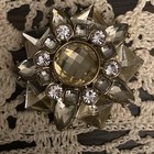 Vintage Metal Stars Shape   Rhinestones Brooch Pin Gold Tone Accessories Jewelry