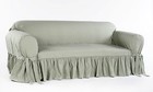 Cotton Dock Ruffled Round Arm Sofa loveseat chair Slipcover Amy