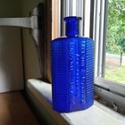 Rare 8 Oz Cobalt Melvin   Badger Boston Irregular Hexagon Poison Bottle 6 1 4 