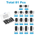 81pcs M6 M8 Nylon Spacer Round Standoff Spacers Non-threaded Black