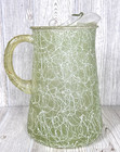 Spaghetti String Green Glass Pitcher Mcm Rubberized White Drizzle Finish Ice Lip