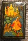Rare Vintage Made In Russia Hand Painted Lacquer Box With Paperwork   Hinged 