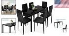 Compact Glass Table With 6 Upholstered Chairs - Ideal For Stylish Dining