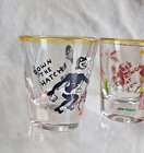 Vintage Shot Glass Set  down The Hatch   Here s Looking At You 