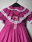 Vtg Nanna s Treasures Fuchsia White Lace Full Circle Ruffles Pageant Dress Girls