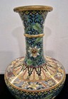 Large Vintage Cloisonne Vase Floral Pattern  10 1 4   Tall