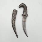 Vintage Indo Persian Khanjar Camel Head Silver Koftgari Damascus Dagger Knife