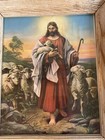 Vintage Art Print Wall Picture Christ The Good Shepherd 12 5  X 10  Wood Frame