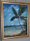 Florida Artist Redman  La Meyer Highwaymen Style Painting Oilon Board River Palm