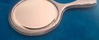 Vintage Floral Etched Aluminum Silver Tone Vanity 9    Hand Mirror Round Beveled