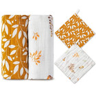 4pcs Baby Muslin Swaddle Blankets   Washcloth Set Leaves Soft Breathable Swaddli
