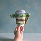 Set Of 2 Handmade Inspired  Baby Yoda Crochet Coffee Cup Cozy  Coffee  Sleeve 