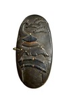 Antique Edo Period Fuchi Kashira Set With Home   Village Scene