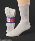 6 Pairs Mens Gray Sport Series Cotton Crew Socks Medium Weight  Usa Made