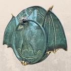 Gothic Bronze Bat Door Knocker  Metal Door Pull  Verdigris Patina  Bali Art