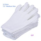 12 Pairs White Cotton Gloves 7 5  Medium Size cst  Film  Coins  M 