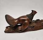 Vintage 1996 Da Campshure Hand Carved Pair Of Pheasants On A Log Wood Sculpture