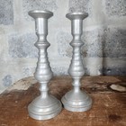 Vintage C1930 s Pewter Candlesticks Pair Of 2 Heavy Hollow 10  Tall