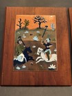 Vtg Indo Persian Enamel On Copper Paintings  Rare Intricate Detail Almost 3d