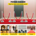 Uimoso 6pcs Silver Stanchion Posts Queue Crowd Control Barrier 3 Velvet Ropes