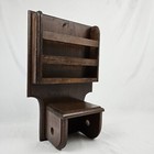 Vintage Wall Mount Oak Toilet Paper Holder Magazine Rack Solid Wood Primitive