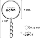 50pcs Bulk Keychains Set  Split Keychains Rings With Chain 1 Inch  Key Rings 