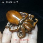 2 8 Inch Old Japanese Boxwood Hand Carved Octopus Fish Statue Netsuke Collection
