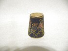 Thimble Vintage Brass   Cloisonne 2 Birds With Red Flowers