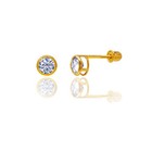 14kt Solid Yellow Gold Kids Round Screw Back Stud Earrings