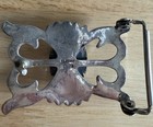 Vintage Navajo Sterling Slvr Sandcast Turquoise Belt Buckle Francis L Begay 44g