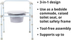 Folding Bariatric Commode Chair With 7 5 Qt Bucket  350 Lbs Weight Capacity  13 