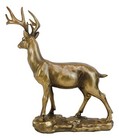 Realistic 10 Point Antlers Trophy Buck Stag Deer Rustic Statue In Gold Patina