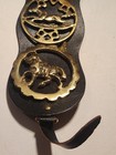 4 Different Vintage Solid Brass Horse Saddle Harness Medallions On Leather 19 