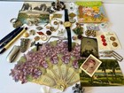 Vintage Junk Drawer Lot Jewelry Pins Tin Type Cufflinks Watch Trinkets  60 