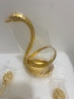 Gold Swan Base Spoon Set Vintage Coffee Teaspoon Dessert Appetizer Table Decor   
