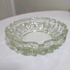 Vintage Clear Glass Lead Crystal Ashtray 3 Cigar Cigarette Slots  6  Diameter 