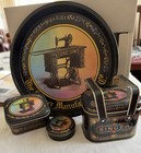 Vntg Singer Sewing Machine Commemorative Set Of 4 Metal Tin Pcs Tray With Boxes
