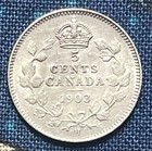 1903-h Canada 5 Cents  925 Silver Super Rare Unc Condition Free S h