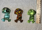 1970   s Vintage Mcm Ceramic Macrame Beads Craft Or Jewelry - Lazy Frog Lot Of 3