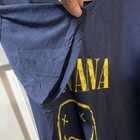Nirvana Smiley Face Logo Graphic T-shirt Navy Blue yellow  Size Xl