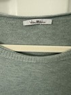 Vita Milano Women s L Gray Solid Rib-knit Round Neck Raglan Pullover Sweater