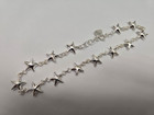 925 Sterling Silver Anklet With Linked Stars 10mm  Fits 9  To 10  Ankles