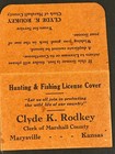 Antique Hunting Fishing License Cover Graphics Marysville Kansas Clyde Rodkey