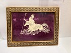 Persian  Khatam Inlay Marquetry Frame Horse Purple Velvet Vintage