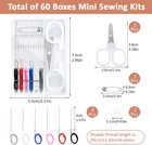 60 Boxes Mini Sewing Kit Bulk  Travel Sewing Kit With Pre Threaded