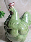 Ceramic Hen Chicken  Figurine Green Body