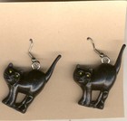Big Funky Black Cat Earrings Gothic Wicked Witch Lucky Halloween Costume Jewelry