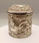 Antique Victorian Tea Caddy - Silver Plate Baroque Revival Repouss   Trinket Box