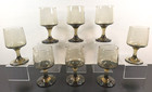 8 Libbey Tawny Accent Wine Glass Set Vintage Smoke Brown Retro Bar Stemware Lot